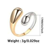 1pc 925 Silver Asymmetrical Asymmetric Matte Simple Bicolor Hip-Hop Design Adjustable Open Ring For Women - Silver - View 4