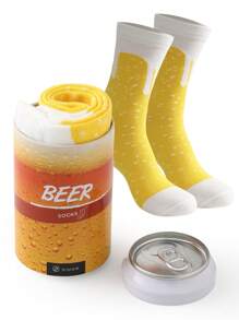 1 par de calcetines hasta el tobillo únicos con estampado de cerveza amarilla para mujeres, calcetines casuales suaves y transpirables, calcetines de regalo originales para familia, amigos, adecuados para ocio, hogar, salir, fiestas, uso estacional, unisex