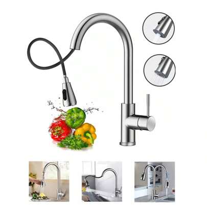Grifo Llave Mezcladora Para Fregadero Lavabo Flexible Llave Cocina Hogar, Grifo telescópico