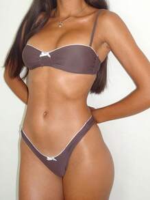 Beauace Women's 2 Piece Swimsuit Fashion Lace Trim Bow Bikini Set Summer Two Piece Bathing Suit