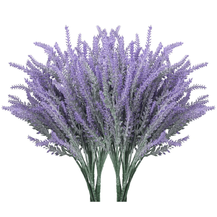 3 Bunches Artificial Lavender Flowers, Plastic Plants For Home Decor, Wedding, Kitchen, Garden, Porch, Window Box, Office, Tabletop Centerpiece, Purple Gifts Birthday Graduation