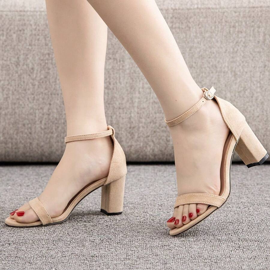 Women Open Toe Low Chunky Short Heels Ankle Strap Block Heel Sandals Party Dress Pump Shoes,Open-Toe Women's High Heels Size Is Big, Please Choose Half A Size Smaller