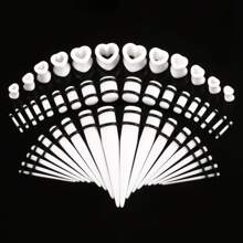 SWANJO 48pcs Heart Acrylic Ear Gauges Expander Black Clear Purple Pink 14G-00G Ear Taper Stretching Kits - 48pcs Set - View 14