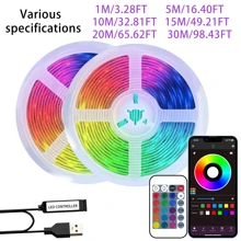 Smart LED Bedroom Strip Lights, 3.28-98.43ft RGB Color Changing Mood Light, APP + 24-Key Remote Control, Can Change Brightness And Flashing Mode, Suitable For Living Room, Bedroom, Bar, Wedding, New Year And Valentine's Day Party Decor