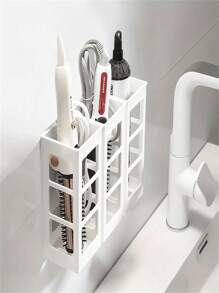 Wall-Mounted Hair Dryer And Styling Tools Storage Rack - Plastic Organizer Holder For Curling Irons, Brushes And Beauty Accessories, No-Drill Design, Space-Saving Bathroom Or Salon Storage, Hair Dryer Bracket Bathroom Decor Summer Makeup Organizer Bathroom Accessories Back To School