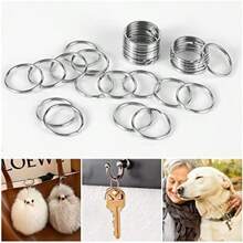 100 piezas/paquete Anillos partidos de hierro, 25mm de diámetro, color plateado, adecuados para manualidades DIY, joyería y organización de llaves