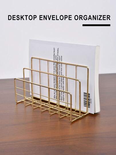 Organizador de escritorio de metal para correo, archivos y revistas - Organizador de cartas, correos, libros, postales, folletos, con 3 ranuras