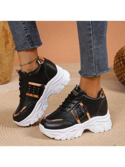 Women's New Spring/Autumn Chunky Sneakers, Platform Sneakers, Anti-Slip Korean Version Casual Shoes For Students