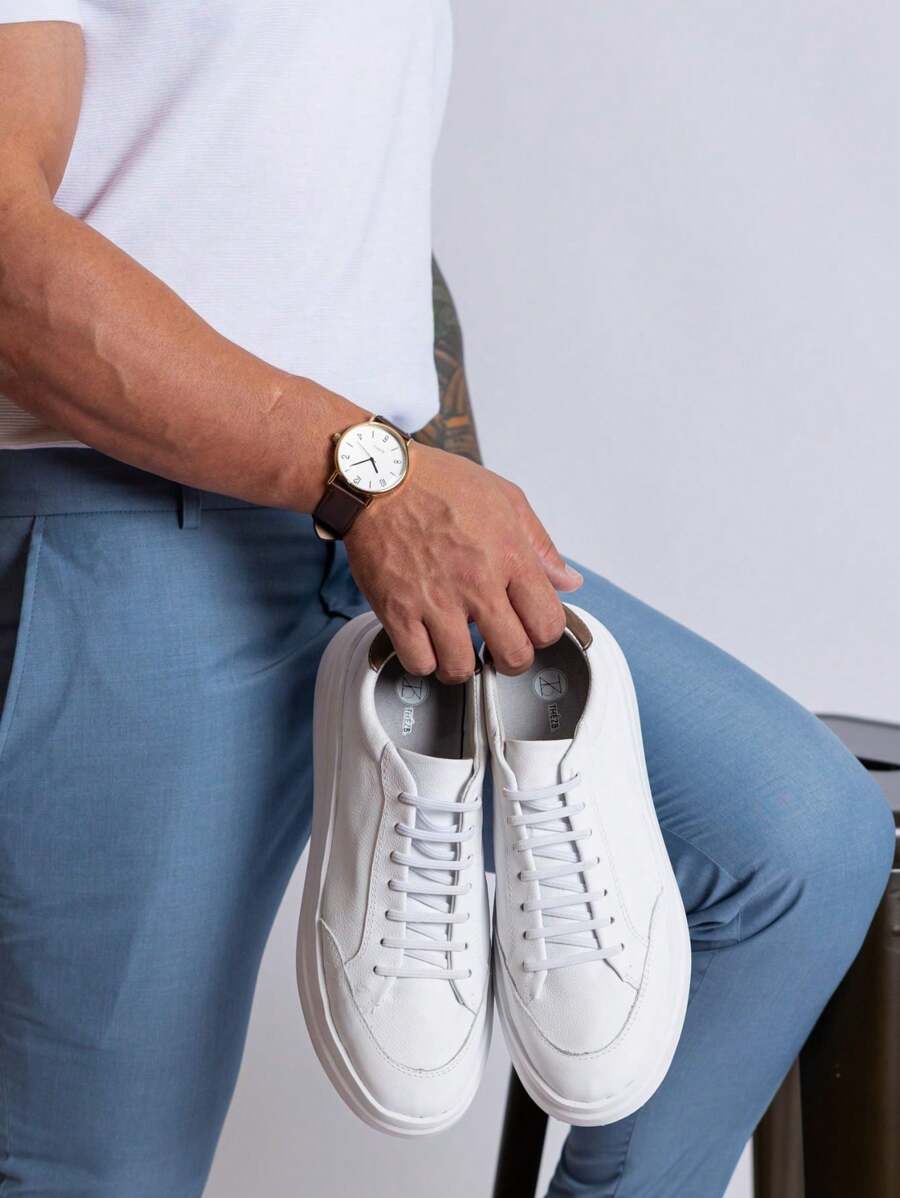 Mateo Floater Leather Casual Sneakers – Comfort And Style For Everyday Church Party Graduation Work - 白色 - 查看 1