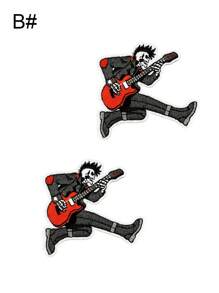 Set de 2/6 piezas de parches bordados de calavera y guitarra rock de estilo punk para música callejera, para planchar o coser en ropa, accesorios, mochilas, vaqueros, chaquetas, camisetas, gorras, vestidos, etc.