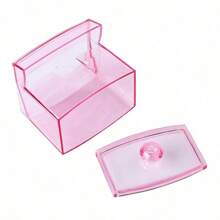 Qtip 支架分配器带盖 - 10 盎司浴室收纳盒，用于化妆棒球浴盐梳妆台罐台面收纳罐，透明粉色，适用于假日海滩、浴室收纳、卧室收纳，大容量 - 粉色 - 查看 5