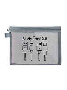 网眼化妆包，带旅行数据线图案，红色气垫收纳便携式收纳包，化妆包，护肤包，旅行必需品，宿舍用品，婚礼新娘礼物，母亲礼物，生日礼物，送给朋友和老师的礼物，浴室收纳，珠宝收纳，唇油和化妆品收纳袋学校用品化妆包节日必需品化妆包化妆袋化妆品收纳袋节日冬季豹纹腊肠犬女士礼物