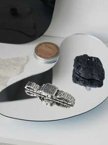 1pc Home Decorative Acrylic Jewelry Display Tray, Earrings Necklace Ring Bracelet Holder Rack, Asymmetrical Asymmetrical Design With Mirror Bottom, High-End Perfume Accessories Organizer