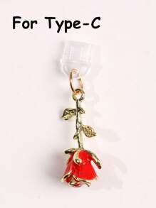 1 pezzo Tappo antipolvere con fiore di rosa 3D multicolore, accessorio pendente in metallo lega di stile retrò romantico di alta moda Y2K, ornamento trasparente in silicone per telefono, auricolare, tablet, Kindle, regalo ideale per San Valentino, per coppie e migliori amici, impermeabile e anti-polvere per porta di ricarica, compatibile con Lightning/Type-C, protegge saldamente la porta di ricarica