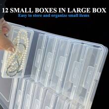 12pcs/Set Transparent Portable Storage Box, Multifunctional Handicraft Organizer, Suitable For Hair Accessories Jewelry Necklaces Rings, DIY Handmade Rice Beads Finishing Container, Organizer Supplies