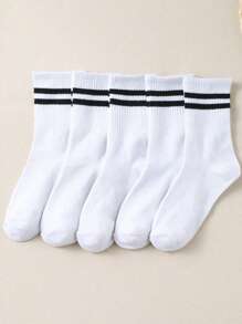 20 pares de calcetines casuales, simples, versátiles, transpirables y absorbentes del sudor de longitud media-pantorrilla unisex, calcetines de pareja