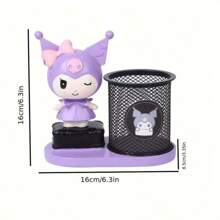 Sanrio Black Pen Holder - Cute Cartoon Desktop Storage Box, Black And Purple Design, Lightweight Metal Base, Suitable For Home Decor, Office Supplies And Pen Storage, Office Accessories, Lightweight Stand, Office Supplies And Accessories