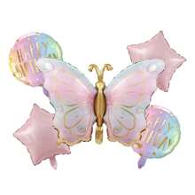 Set de globos con efecto degradado de mariposas y perlas para decoración de fiesta de cumpleaños, paquete de 1-9 unidades