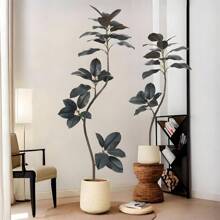 Danolapsi Artificial Rubber Tree,Faux Rubber Plants With Plastic Pot,Tall Fake Tree Faux Plant,Large Floor Plant For Living Room Home Office Decor Housewarming Gift,2PCS - 3.9 英尺 - 查看 5