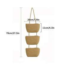 Giỏ đựng đồ ba lớp, giỏ treo trên cửa, túi đựng đồ dệt 3 tầng có móc treo tường trang trí cho phòng trẻ em, nhà bếp - Trắng - Nhiều màu - Xem 5