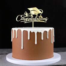 1件/3件/5件/6件祝贺蛋糕装饰亚克力毕业生日蛋糕装饰学士帽祝贺蛋糕装饰 - 彩色 - 查看 3