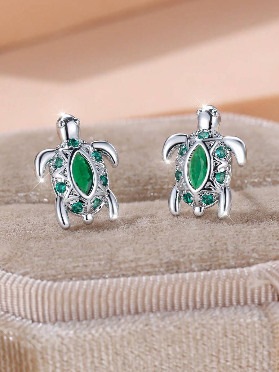 Vanel 2pcs/Set Classic Beach Style Sea Turtle Design Earrings, Fashion Earrings For Women, Suitable For Women Beach Party Decoration And Wear - Earrings - View 1