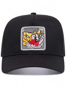 1 pieza Gorra de béisbol con bordado de dibujos animados a la moda, gorra snapback de malla unisex para deportes al aire libre, eventos y uso casual