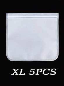 5pcs Reusable Food Storage Bags - Silicone Freezer Bags, Leakproof & Airtight, Stand Up Bags For Meat, Fruit, Vegetables - Multi-Purpose Food Organizer