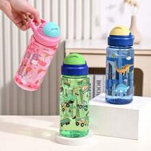 Kids Straw Cup With Big Capacity, Cute Design, Heatproof Plastic Sports Water Bottle For Summer