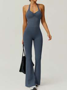 NcmRyu Women's Casual Jumpsuit With Spaghetti Straps And Spaghetti Strap - Dusty Blue - View 7