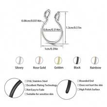 2Pcs Men's Fake Septum Nose Hoop Ring Stainless Steel Faux Lip Ear Nose Septum Ring Non Piercing Clip On Nose Hoop Ring Body Piercing Jewelry Gift