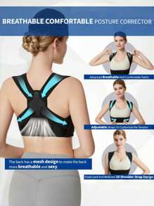 男女可调节姿势矫正器 - 缓解下背部疼痛的支架，舒适的肩部支撑，缓解颈部和背部疼痛的健身房配件