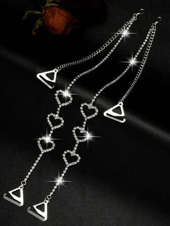 1 Pair Women Adjustable Replaceable Undergarment Shoulder Straps Accessories, Heart Shaped Slip Proof Strap, For Rave