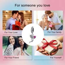 Easvnya 1pc Fashionable Silver Plated Angel Beaded Pendant, 3D Design Elegant, Suitable For Bracelets And Necklaces, Perfect Jewelry Gift For Birthday, Holiday