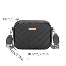 Iron Plate Diamond Pattern Shoulder Bag, New Solid Color Embroidered Cross-Body Bag, Simple & Chic Commuting Square Handbag