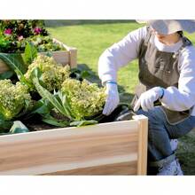 H-Shaped 12x12x2 FT Wooden Raised Garden Bed, Double-Layer Planter Box With 180 Cu.Ft Capacity, Perfect For Patio And Backyard Gardening - Wood - View 9
