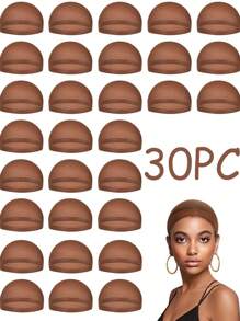 Toucas Marrons para Mulheres, Touca de Renda para Peruca Frontal, Touca Calva para Perucas, Vermelho Marrom, 20/12 Peças