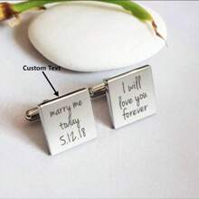 Custom Text Personalized Cuff Links, Handwriting CuffLinks, Christmas Gift For Dad Husband, Custom Cufflinks For Groom Wedding Cufflinks Father Day Gift - Multicolor - View 1