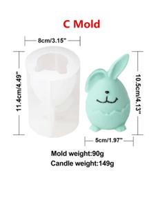 Molde de silicona en forma de huevo redondo y conejo 3D para velas, kit de decoración DIY creativo para hacer velas, jabón y decoraciones de Pascua con aroma