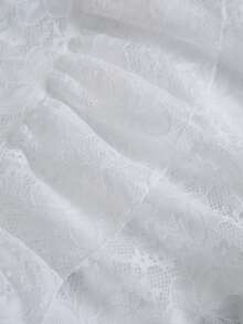 Women's Lace Ruffle Drawstring Pleated Cute Cake Mini Skirt, Suitable For Gathering, Shopping, Party, White