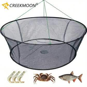 Portable Folded Fishing Net, Crab Drop Fish Network With Rope, Hand Casting Cage Mesh Trap For Minnows,Lobster,Crawfish, Shrimp