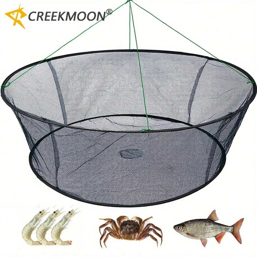 Portable Folded Fishing Net, Crab Drop Fish Network With Rope, Hand Casting Cage Mesh Trap For Minnows,Lobster,Crawfish, Shrimp - Army Green - View 1