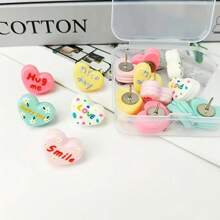 5 件/10 件彩色马卡龙心形图钉，ABS 材质，适用于备忘板、办公室和家居装饰 - 彩色 - 查看 3