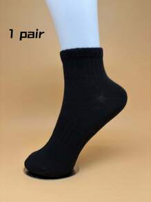 1/5/10 Pairs Classic Black & White Women Short Socks, Plus Size Breathable Casual Sock For Ladies, Spring/Summer/Autumn, Sports Style, Unisex Mid-Calf Socks, Versatile, College Style - Multicolor - View 20