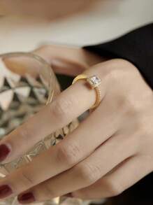 1PC Small Fresh Double Ring Women's Simple Personality Flower Ring Women's Open Ring Jewelry Elegant Halloween