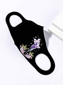 1 szt. personalizowana kolorowa maska na twarz z nadrukiem motyli i kwiatów, lekka, oddychająca, chroniąca przed słońcem, odpowiednia na festiwale, imprezy, na zewnątrz, do noszenia na co dzień