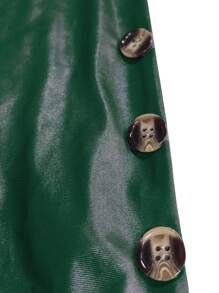 Europe And The United States Fashion Women Black Slim Short Sleeveasymmetrical Mid-Length Skirt New Mature Women Round Neck Leather  Fall Dresses For Women Sexy Bag Buttock Slit Dress Office Outfits For Women - 綠色 - 查看 7