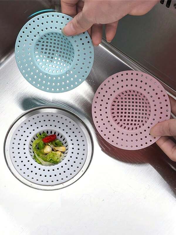 2pcs Round Shape Sink Strainers, Kitchen Sink Drain Catcher, Bathroom Shower Floor Drain Filter, Color Random Delivery