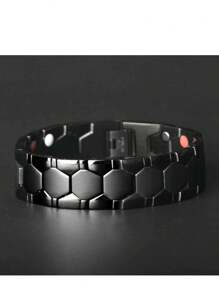 Pulseira larga de hexágono de germânio estilo europeu e americano da moda, pulseira de energia magnética de dois pontos rômbico para homens, removível