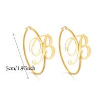 Custom Letter Design Stud Earrings Personalized Design Name Letter Number Charm Stud Earrings Jewelry | Gifts For Mom, Sister, Best Friend| Better Valentine's Day Gift Christmas Gift - Gold - View 4